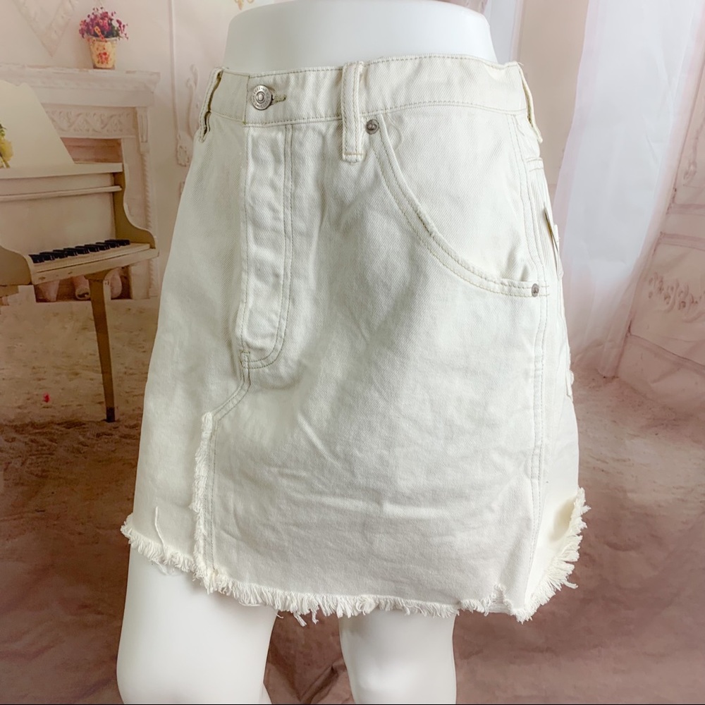 NEW Free People Brea Cutoff Skirt in Deco White - Picture 8 of 12
